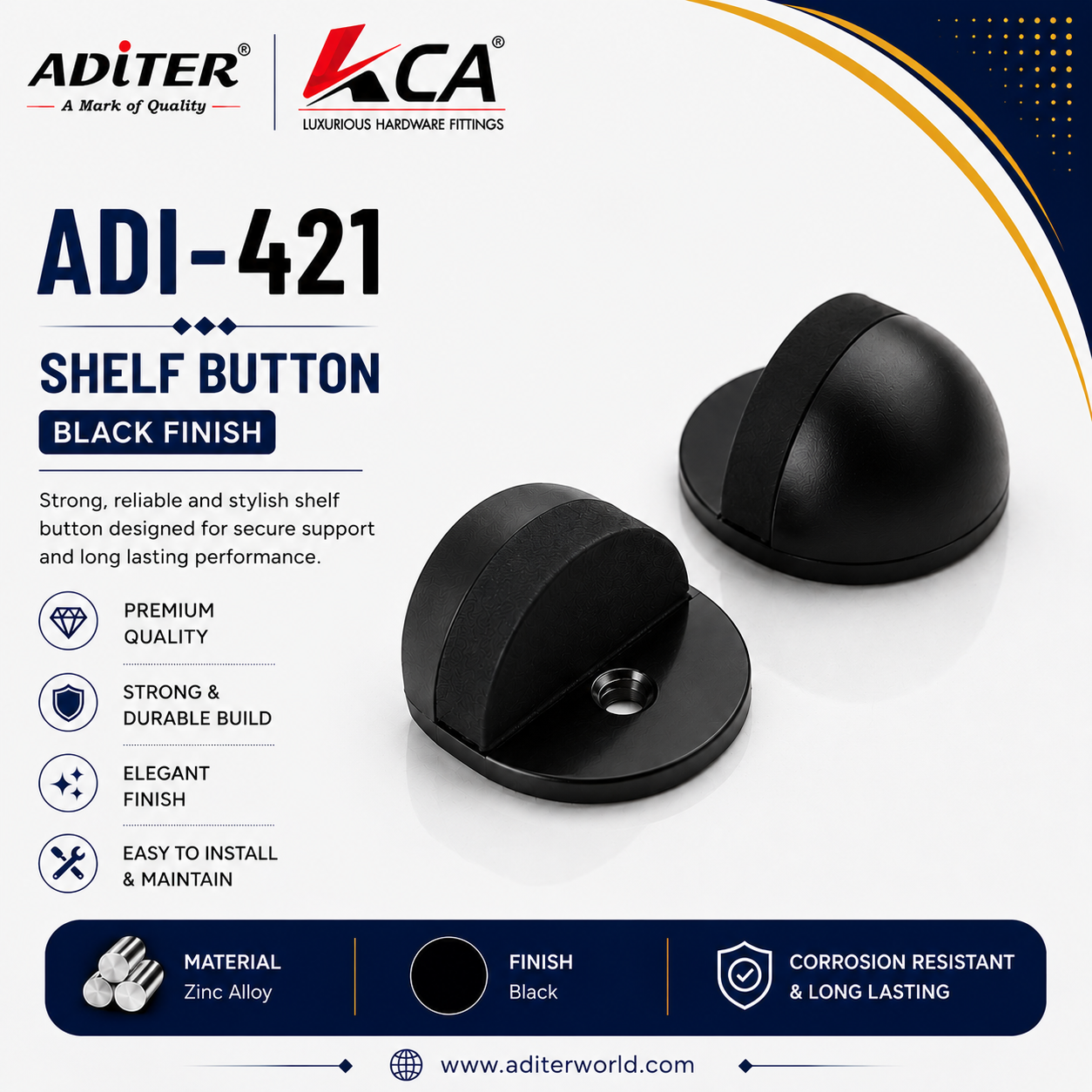 ADI-421 SHELF BUTTON BLACK