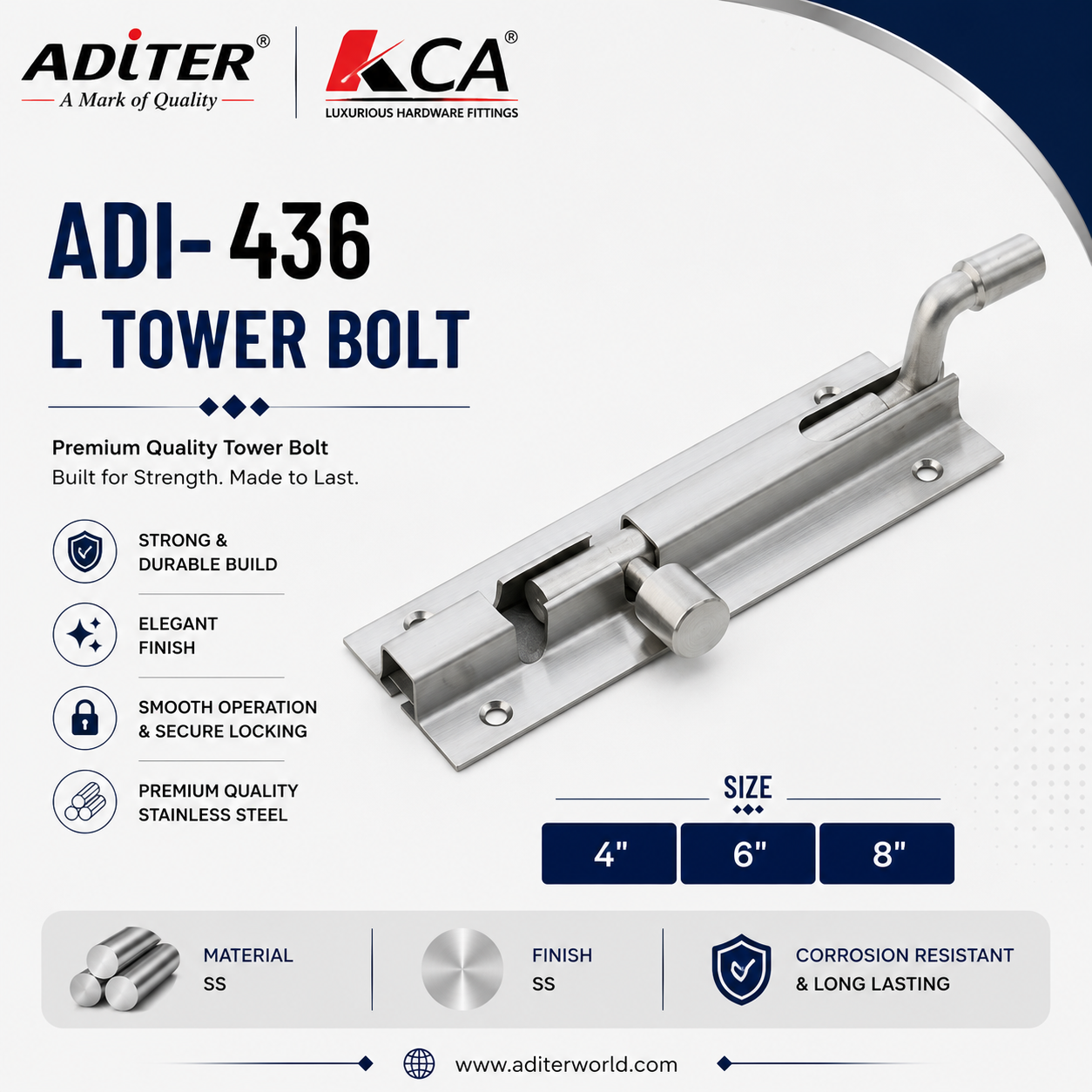 ADI-436 L TOWER BOLT SS